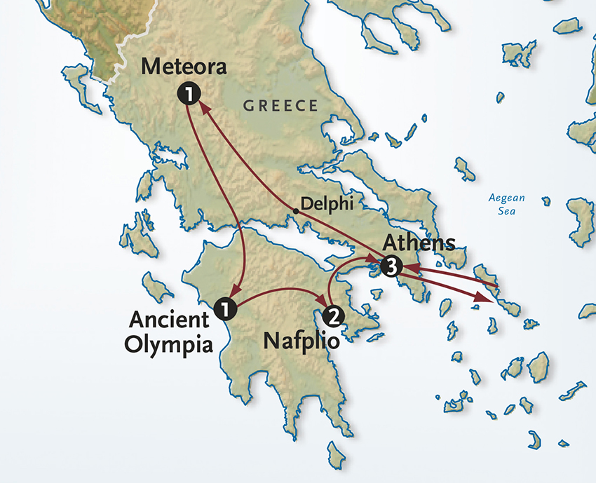 Ancient Wonders of Greece Itinerary Map