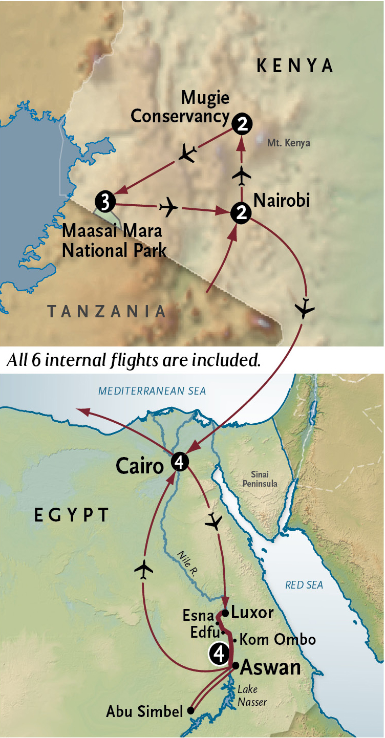 Kenya And Ancient Egypt Itinerary Map