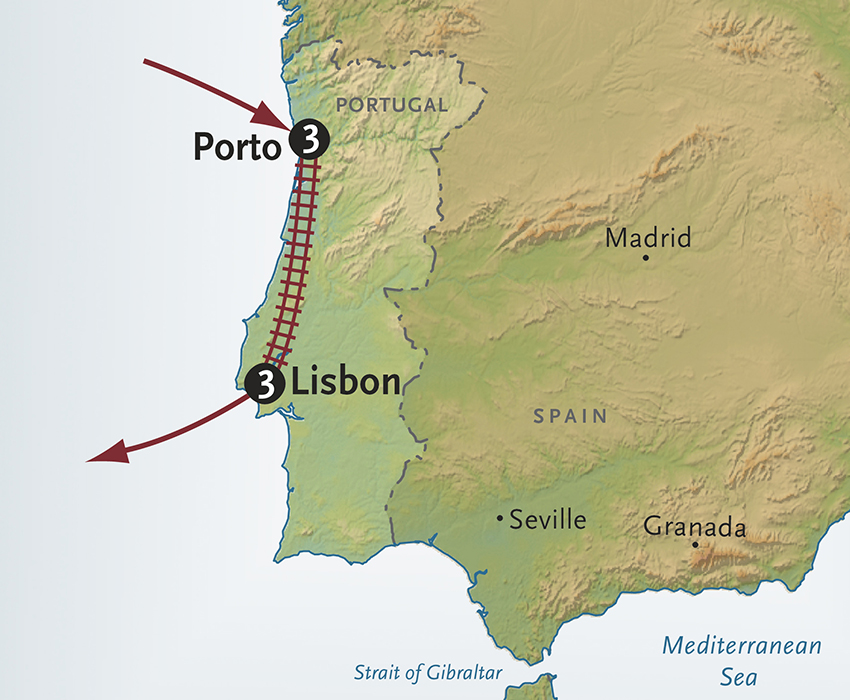 Portugal: Porto + Lisbon Itinerary Map