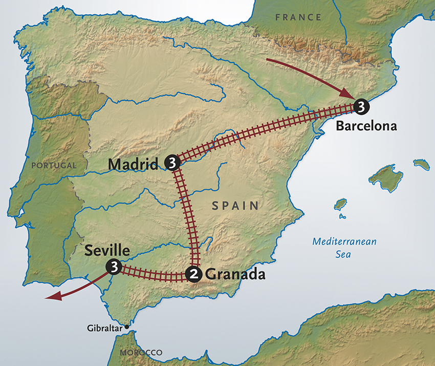 Spain In-Depth Itinerary Map